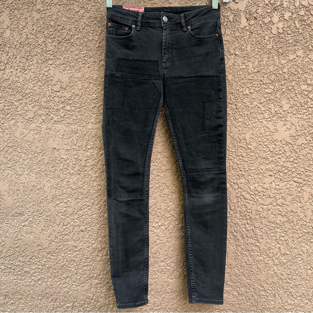 ACNE Studios Bla Konst Black Patchwork Jeans Women's‎ 28 Luxury Designer Denim